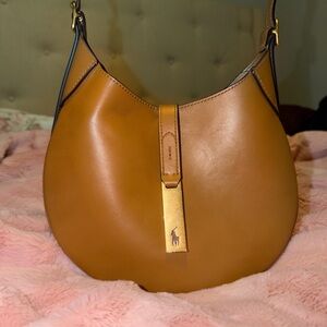 Polo ID small classic tan leather shoulder bag Ralph Lauren